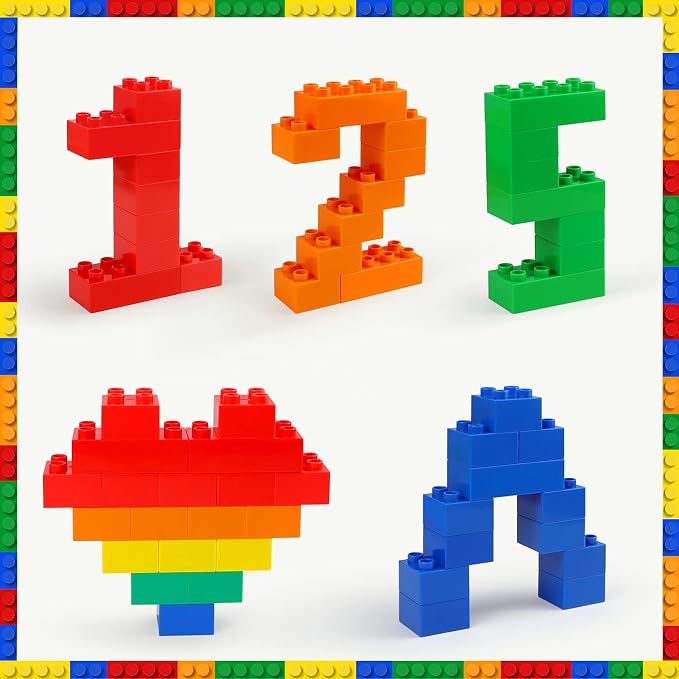 aotipol Building Blocks for Kids Toddlers Including a Baseplate, 101-piece Large Classic Building Bricks Set for Kids of All Ages, Basic STEM Toys Gift, Compatible with All Major Brands