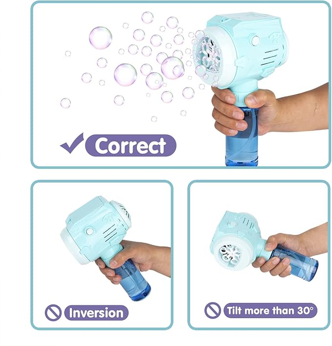 Automatic Bubble Guns with Light, Zealous 2pc High Output Bubble Machines with Bubble Solution & Bubble Concentrate,Handheld Battery Operated Bubble Maker Toys for 3000+