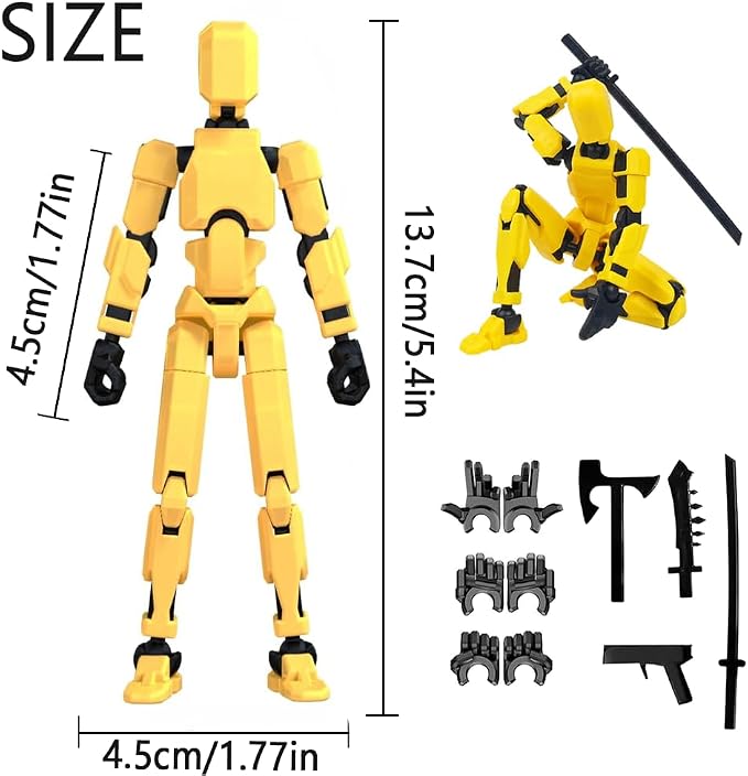 Dumwick Titan 13 Action Figure,2026 New Lucky Robot 13 Action Figures,3D Printed Action Figure,Dummy Robot 13 Action Figures Desktop Decorations Game Gifts (Yellow,1pc)