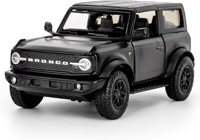 Ford Car Toy, Bronco Badlands 2dr Car Model, 1:36 Diecast Pull Back Vehicles Collectible Toy for Kids 3+ Years (Black)