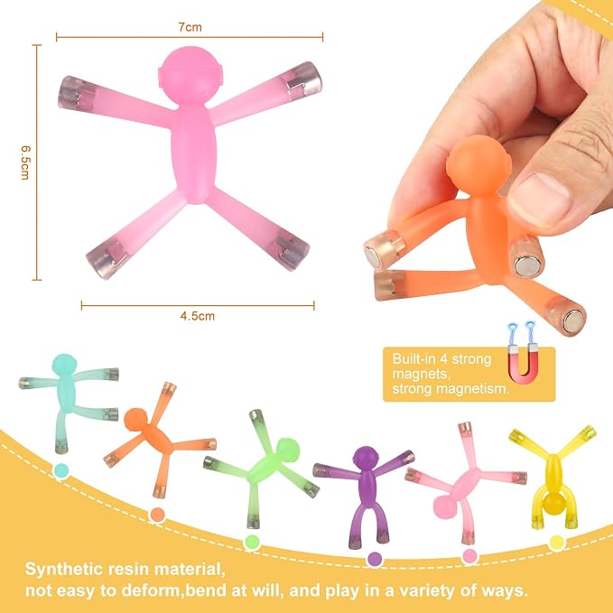 Laleay 12pcs Magnetic People for Refrigerator, Fridge Magnets for Adults Kids Gifts, Magnetic Men for Teens Gifts, Kids Sensory Toys