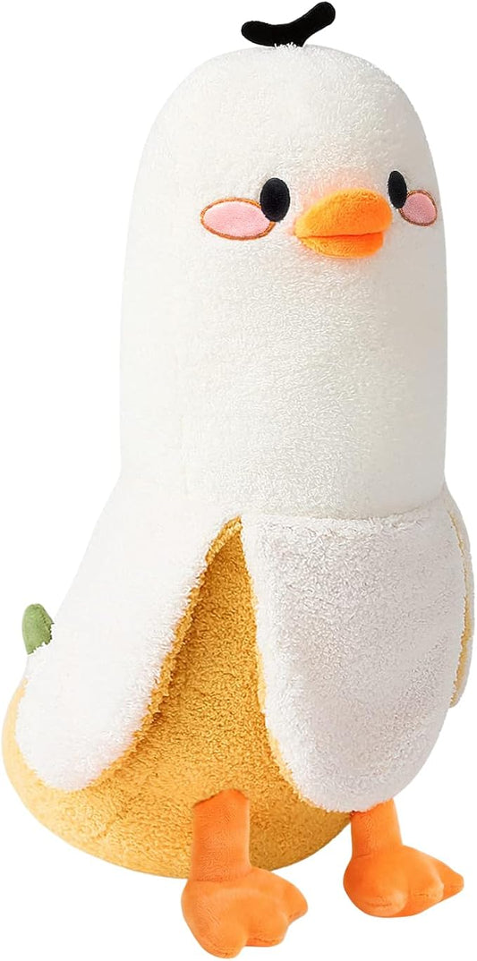PEACH CAT Banana Duck Plush Pillow Duck Stuffed Animal Cute Banana Plushie for Girls and Boys White 19.7"