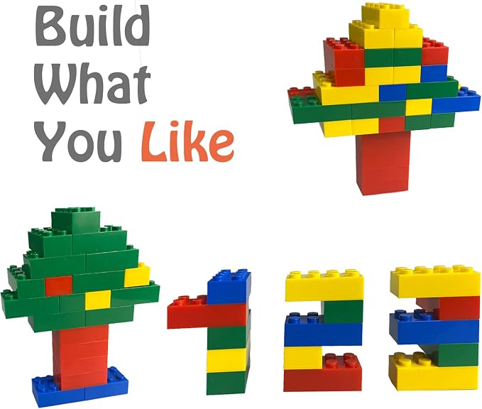 HUIZDQ 500 Piece Classic Small Building Bricks, 2x4 Bulk Bricks STEM Creative Building Toys, Red, Yellow, Blue, Green(Small Bricks, 1.25x0.62x0.47 in)