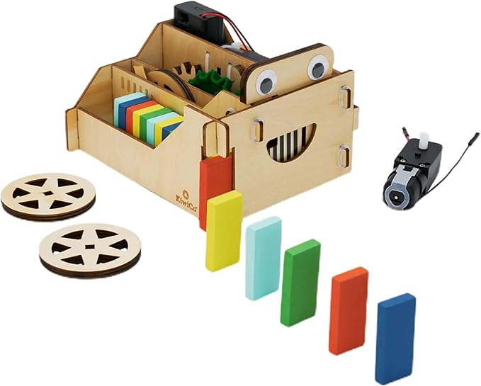 KiwiCo Domino Machine Wooden Gift Set - 100 Dominoes and Wood Domino Robot for Ages 9+ (Pack of 2)