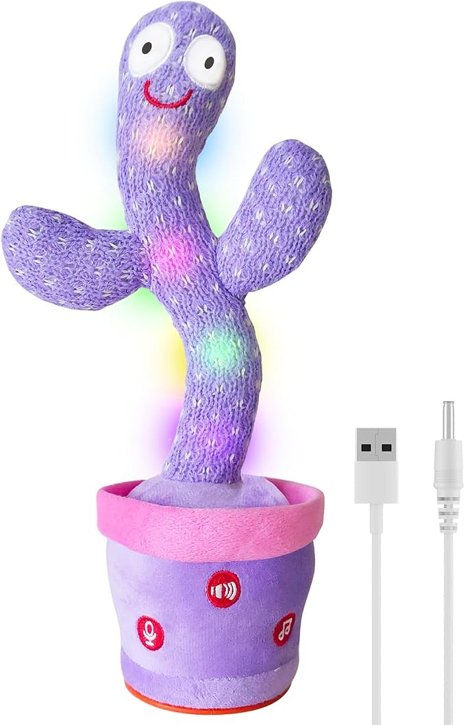 Dancing Talking Cactus Toy Mimics Back, Interactive Singing Mimicking Cactus Baby Toy That Talks Back, Upgraded Safe Plush Eyes Baby Toys 6-12 Months, 1 Year Old Girl Gifts, Baby Girl gifts