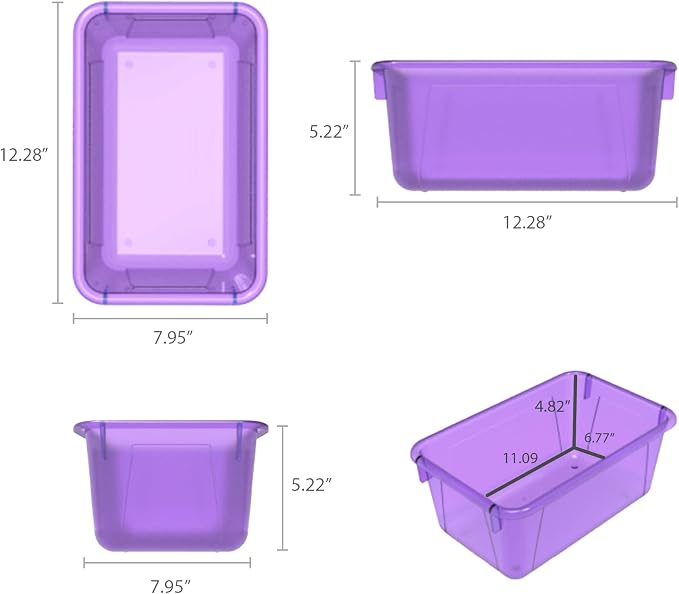 Storex Small Cubby Bins – Plastic Storage Containers for Classroom, 12.2 x 7.8 x 5.1 inches, Candy Violet, 10-Pack (62478A05C)