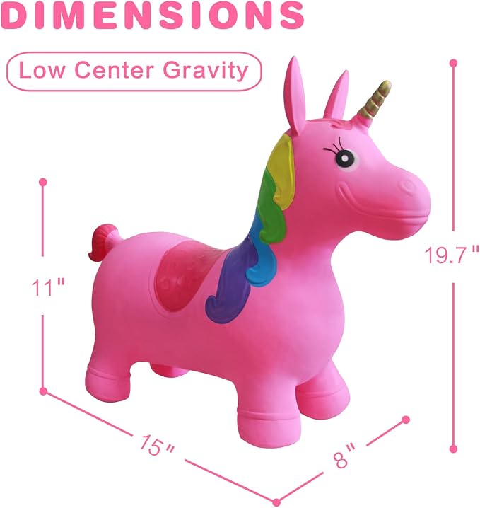 HotMax Unicorn Bouncy Horse Toys for 2 Year Old Girl, Toddlers Bouncing Animals, Ride on Rubber Jumping Toys for Baby Girl or Boy 1st Birthday Gift for 2 3 4 Year Old (Pink Unicorn)