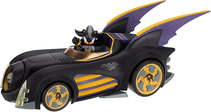 DC X Sonic Batmobile Shadow-fied! with Cool 2.5 Inch Shadow Action Figure as Batman, from the DC x Sonic the Hedgehog Comic Book Series - A Collector's Must Have!