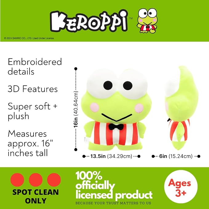 Keroppi Bedding Super Soft Cozy Decorative Cuddle Pillow, (Officially Licensed Product) By Franco Collectibles