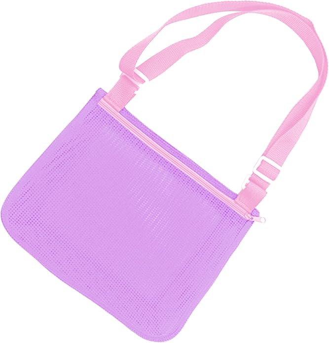 UTTPLL Colorful Mesh Beach Bag Adjustable Kids Quick Dry Net Tote for Seashell Collecting Sand Toy Swimming Accessories