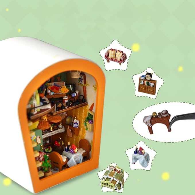 Miniature Dollhouse Kit DIY Wooden Dolls House,Tiny House kit with Furniture, Great Handmade Crafts Gift for Birthday Valentine's Day (Carrot House)