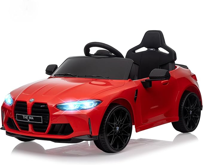 12V Ride On Car for Kids，Licensed BMW M4 Battery Powered Vehicle Car for Boys and Girls, with Remote Control,3 Speed,Led Light,(red)