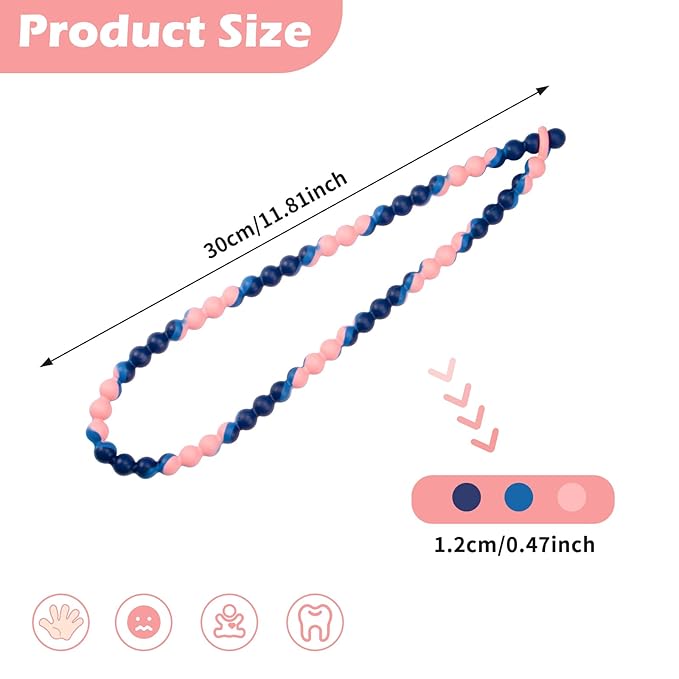 Chew Necklaces for Sensory Kids and Adults, Chewy Necklace Sensory Toys for Nail Biting, Silicone Necklace for Autism, ADHD, SPD, Fidget Oral Chew Toys for Boys and Girls Kids