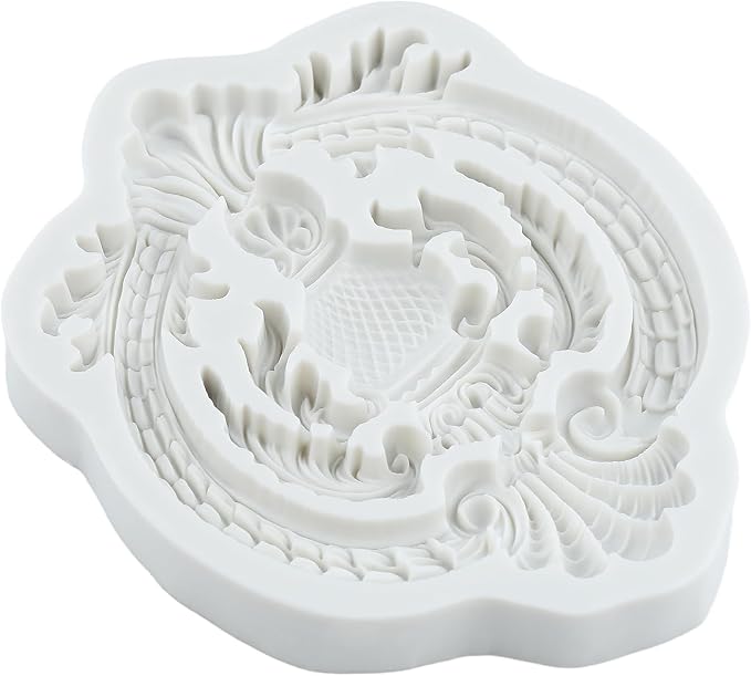 Baroque Polymer Clay Mold Baroque Curlicues Scroll Lace Relief Silicone Molds Flower Lace Filigree Mold for DIY Craft Epoxy Resin Casting Polymer Clay Tools Crafts Air Dry Jewelry Making