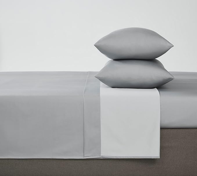 Linen Closet Luxury 1200 Thread Count Queen Sheet Set, 4 Pcs, Cotton Rich, Light Gray, Soft, Durable & Wrinkle Resistant Sateen Sheets, Includes 16" Deep Pocket Fitted Sheet, Home & Hotel Essentials