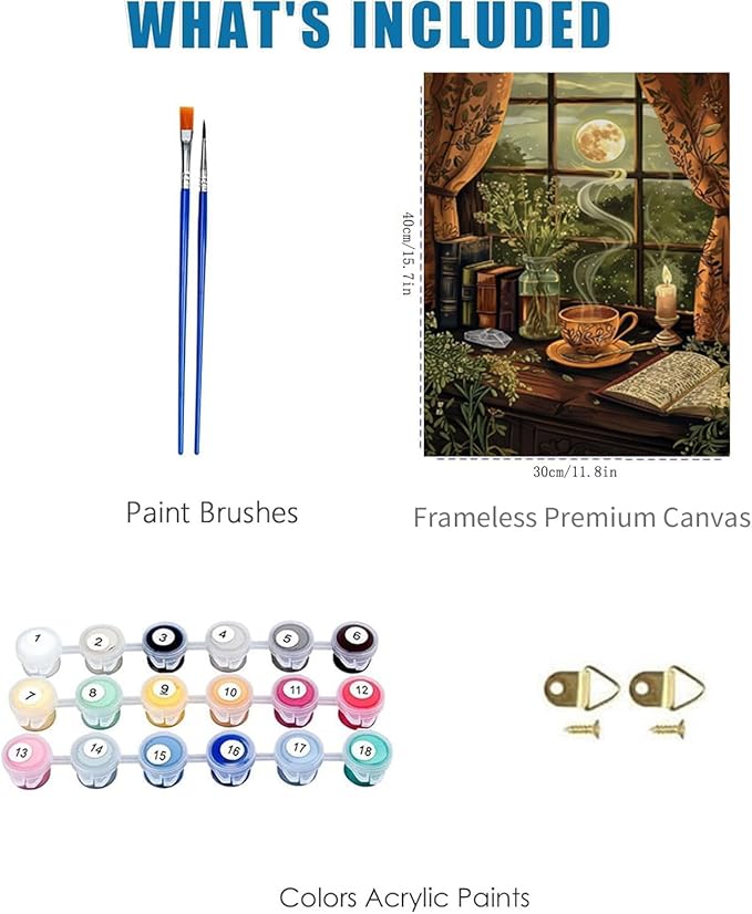 Fairyland JinWenn Paint by Numbers for Adults and Kids Beginner, Book Painting by Number Kits On Canvas, Number Artist Paint by Number Kit Oil Painting Acrylic Paints, Home Wall Decor Gift 12X16 inch