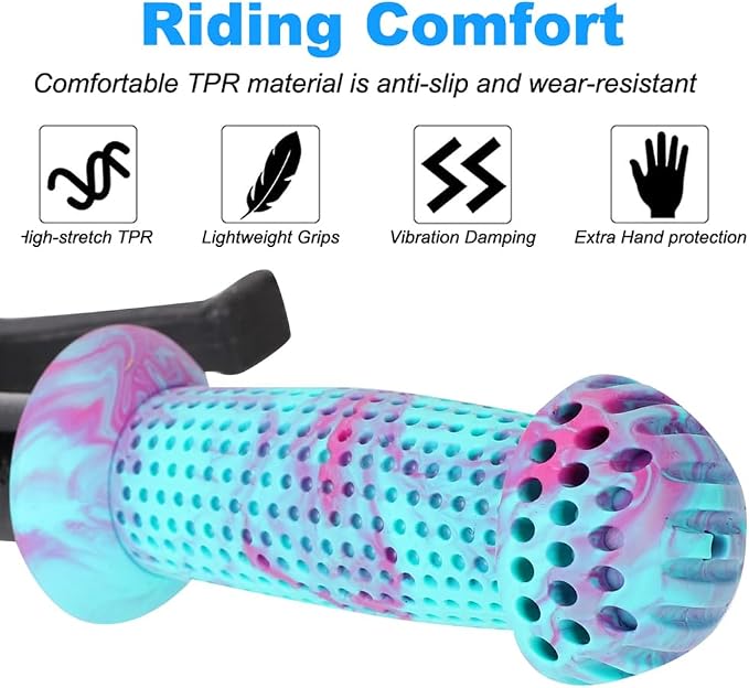 Kids Bike Grips - 105mm Bicycle Handlebar Grips With Mushroom Pattern for Bikes, Balance Bikes, and Kick Scooters