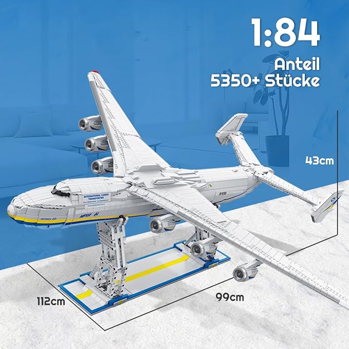 An-225 Large Transport Aircraft Building Blocks Set, MOC Airplane Model Building Kits,WW2 History Military Fan Model Collection Toys Gifts and Adult 5350 PCS