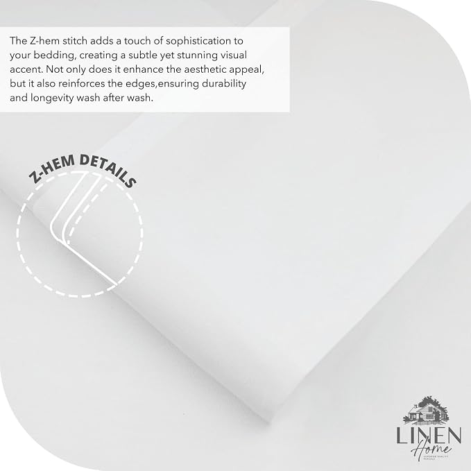 Linen Home 6 Piece King Cotton Sheet Set, 100% Cotton Percale, 4 Pillowcases, Deep Pocket with All Around Elastic Sheet, Crisp Breathable Bedding, Hotel Luxury, Long-Staple Combed Cotton, White