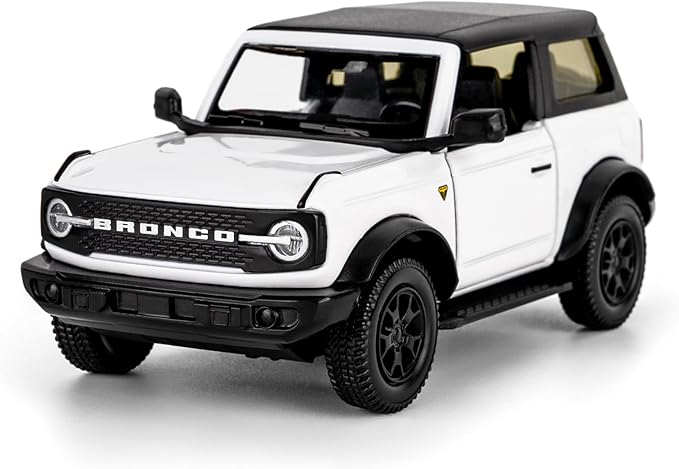 Ford Bronco Badlands 2dr Model Car, 1:36 Diecast Ford Toy Cars, Collectible Pull Back Car Gift for Kids Boys Girls (White)