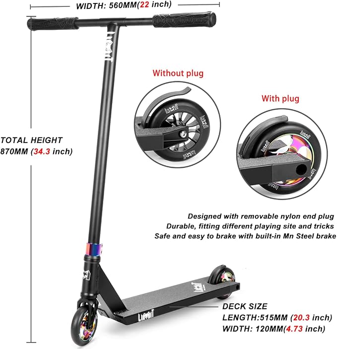LMT69 Professional Scooter-Trick Scooter-Intermediate Beginner Stunt Scooter Suitable - Children, Teenagers Adults 8 Years Old Above