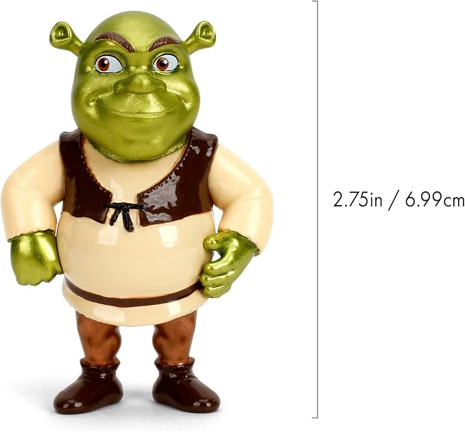 Jada Shrek Metalfigs 4-Pack Movie Collectible Figures 2.5-Inch Die-Cast Scale – Shrek, Donkey, Fiona, Puss in Boots Toys