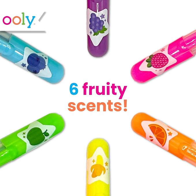 Ooly Yummy Yummy Scented Gel Pens Neon Set of 6 - Fruity Scented Gel Ink Pens for Kids, Vibrant Colors, 1.0mm Nib, Ages 3+