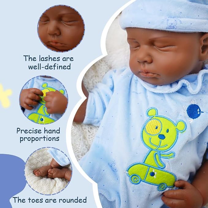 Boy 18.5 Inch, Full Silicone Baby Doll, Reborn Baby Dolls Silicone Full Body, Realistic Baby Dolls, Newborn, Not Vinyl, with Gift Box