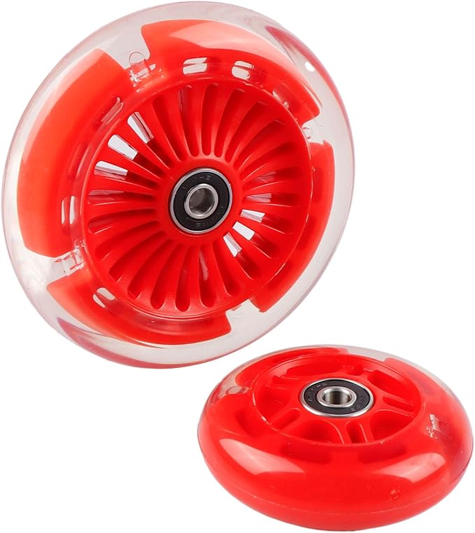 4-Pack Light Up Scooter Wheels - 120mm & 80mm White LED Replacement Wheel for Micro Mini Maxi Lascoota 3-Wheel Kick Scooter