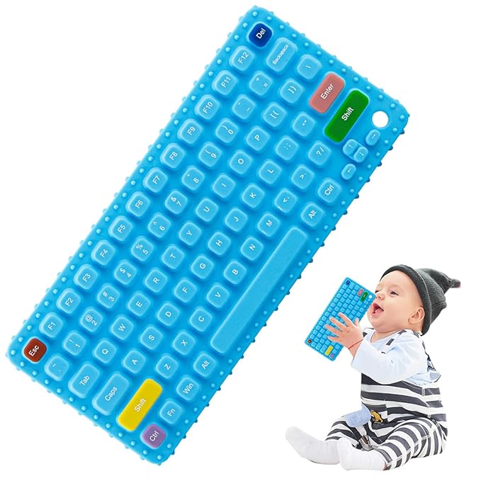 Baby Keyboard Teething Toys for Babies 0-3, 0-6, 6-12 Months | Soft Silicone Keyboard Teethers Toys | Baby Fidget Toys 0-6 Months | Infant Teether Pacifier for Breastfeeding Baby Boy Girl