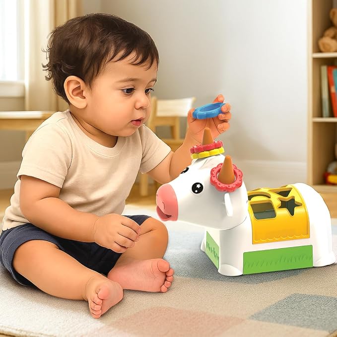 Imagimake Cow Shape Sorter | Leaps & Bounds Baby Toys 12-18 Months | Learning Toys for 1+ Year Old & Toddlers | 5-in-1 Play & Learn | Stacking, Sorting & Pretend Play | Birthday Gifts for 1 Year Old