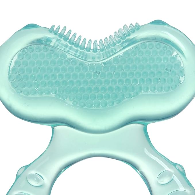 Nuby Teethe-EEZ Baby Teether with Soothing Bristles & Travel Case - Silicone Teether for Babies - 3+ Months - Aqua
