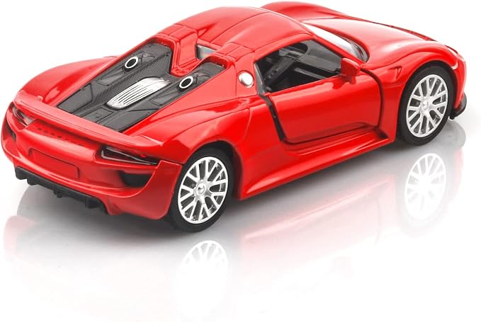TOKAXI 1/36 Scale Porsche 918 Spyde Diecast Model Cars,Pull Back Vehicles Porsche Toy Cars,Cars Gifts for Boys Girls (Red)