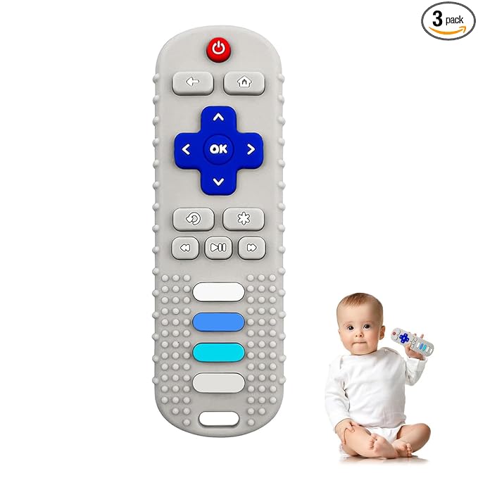 YAPROMO Baby Teething Toys,Reomte Teether Toys, Silicone Chew Toy for Babies 18+ Months, Remote Control Shape Teething Toys, Early Educational Toy BPA Free & Refrigerator Safe