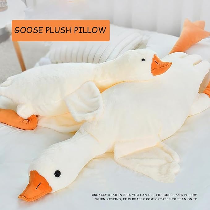 50.5 Inches Goose Stuffed Animal Large Giant Stuffed Goose Plush White Swan Throw Pillow Toy ((White, 50.5")