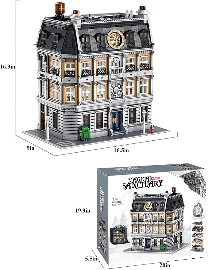 New York Sanctorum Sanctums Modular Architecture Bulding Set with Light, Collectible or Home Office Display, Model Collectors Anime Enthusiasts, Ideas Gift for Adult and Film Fans 6619pcs