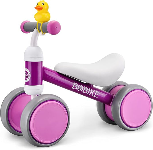 Bobike Baby Balance Bike Toys for 12-36 Months Kids Toy Boy Girls Gifts Toddler Best First Birthday Gift Children Walker No Pedal Infant 4 Wheels Bicycle (Purple)