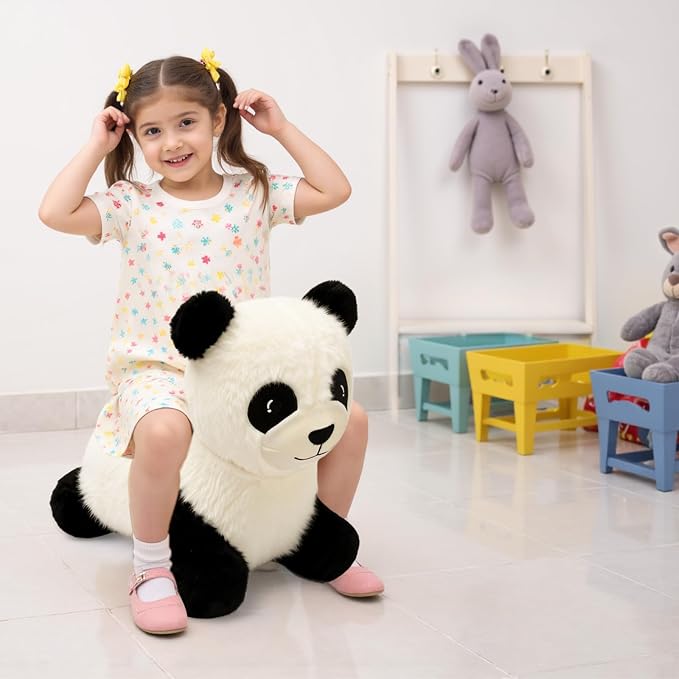 INPANY Bouncy Horse, Panda Hopper Toys, Toddler Plush Bouncing Animal, Kid Inflatable Ride on Rubber Bouncer, Outdoor Cool Birthday Gift for 2 3 4 Yr Boy Girl