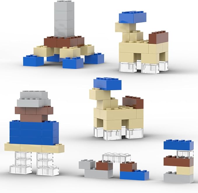 300 Pcs Classic Building Bricks, Fully Transparent Bulk Bricks,Compatible with Major Brands Parts and Pieces, Creative Building Block Toys for Boys Girls Ages 6 7 8 9 10 Year Old