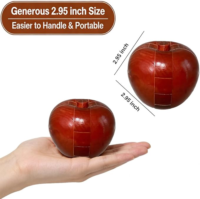 Brain Teasers Wooden Apple Puzzles for Adults - Challenging 3D IQ Logic Games for Teens 14+, Stress Relief Desk Toys & Office Decor, Unique Gifts for Women,Men,Grandparents (Red)