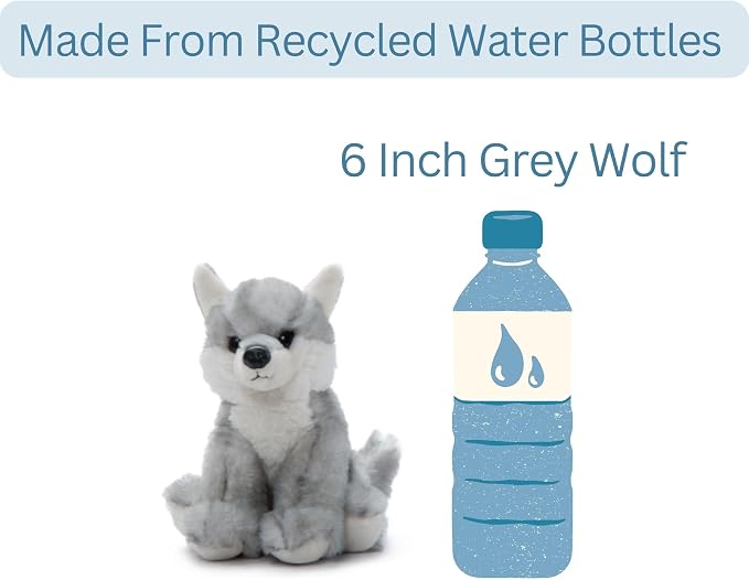 The Petting Zoo Wolf Stuffed Animal Plushie, Gifts for Kids, Wild Onez Babiez Wildlife Animals, Grey Wolf Plush Toy 6 inches