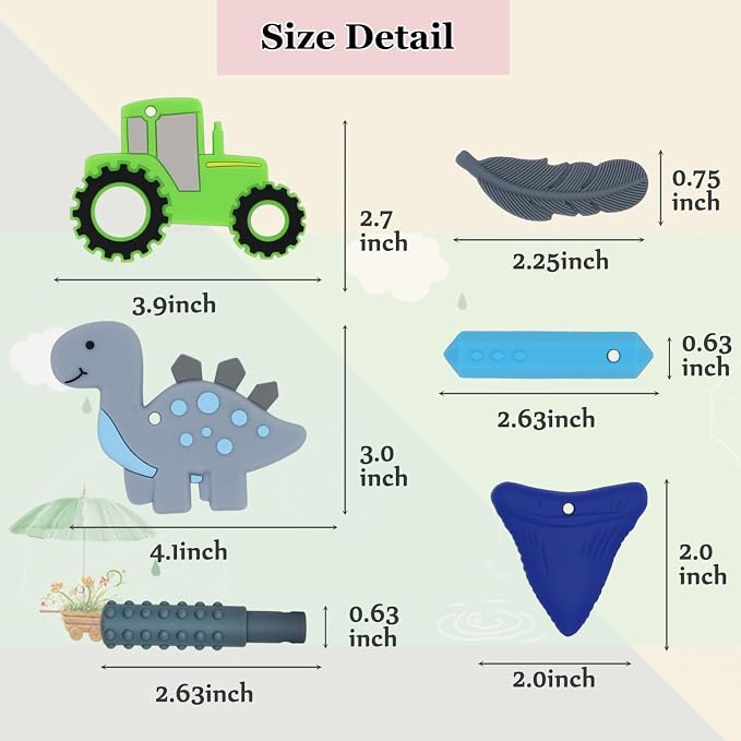 Chew Necklaces for Sensory Kids, 6 Pcs Chewy Necklace Teether for Boys and Girl to Chewing Biting and Teething, Silicone Chewable Fidget Necklaces for Autistic Toddlers Children Teens and Adults