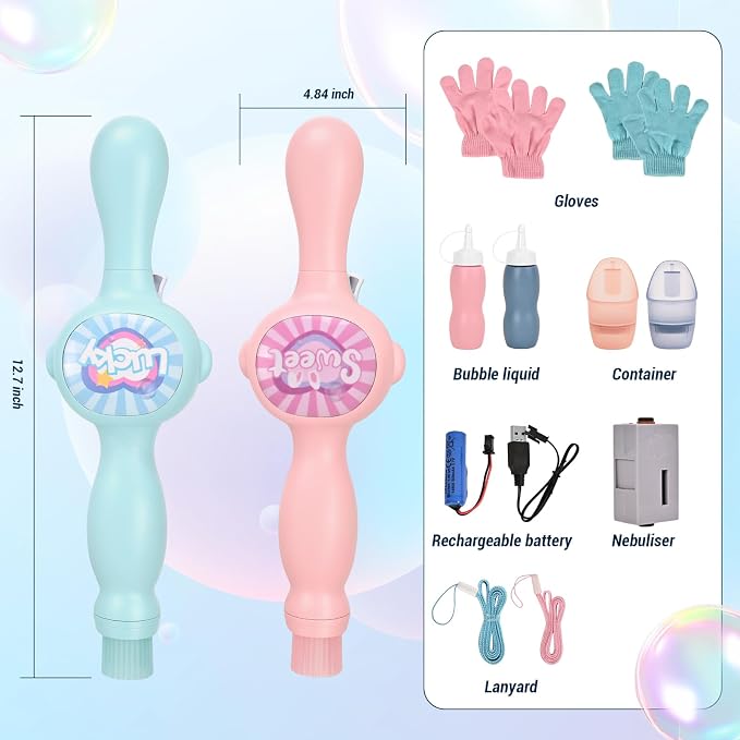 Fog Bubble Wand, Elastic Fog Bubble Machine for Kids, Pink | Creates fog-filled elastic bubbles for parent-child play, outdoor fun and simple science-style interaction.