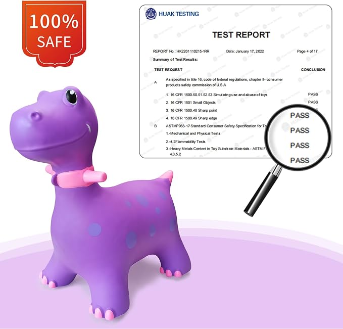 HotMax Bouncy Horse, Dinosaur Hopper Toys for Kids, Inflatable Ride on Bouncy Animals Toys for Toddlers, Jumping Horse for Baby Birthday Gift for Boy or Girl 18 Months 2-4 Year Old (Purple)
