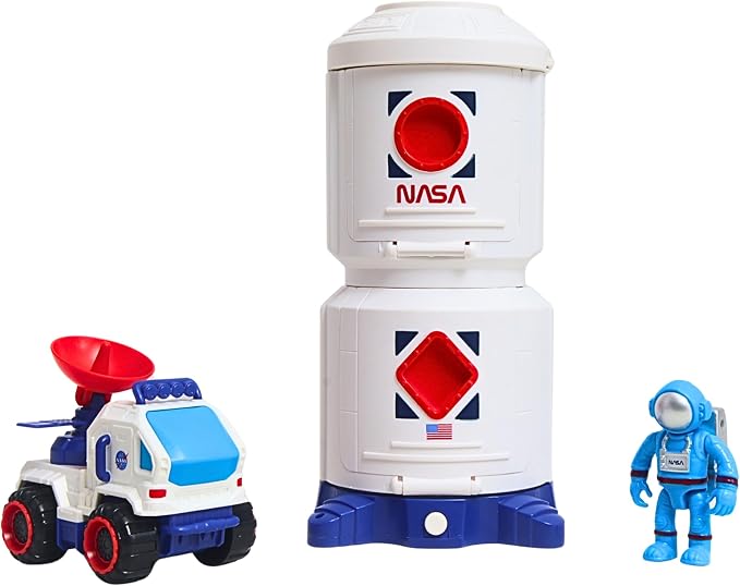 Space Adventure Space Station Playset – NASA Licensed Light & Sound Space Base with Capsule, Rover, Hover Scooter & Astronaut Figure, Plastic Space Toy & Collectible for Kids Ages 3+