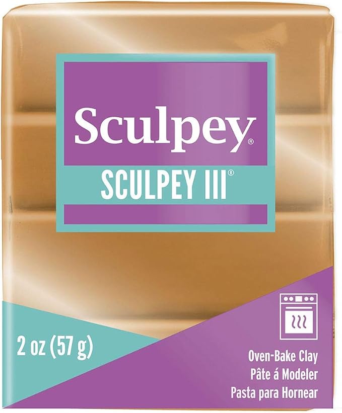 Sculpey III® Polymer Oven-Bake Clay, Gold, Non Toxic, 2 oz. bar, Great for Modeling, Sculpting, Holiday, DIY, Mixed Media and School Projects.Perfect for Kids & Beginners!