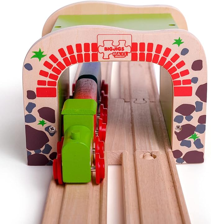 Bigjigs Rail Double Tunnel - Other Major Wooden Rail Brands are Compatible