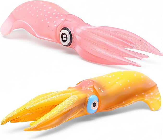 Gemini&Genius Squid Toy for Kids, Marine Bioluminescent Animal Cuttlefish Toy Sea Animal Action Figure Gift Great for Educational, Cake Topper, Swim, Bath, Stocking Stuffer for Kids