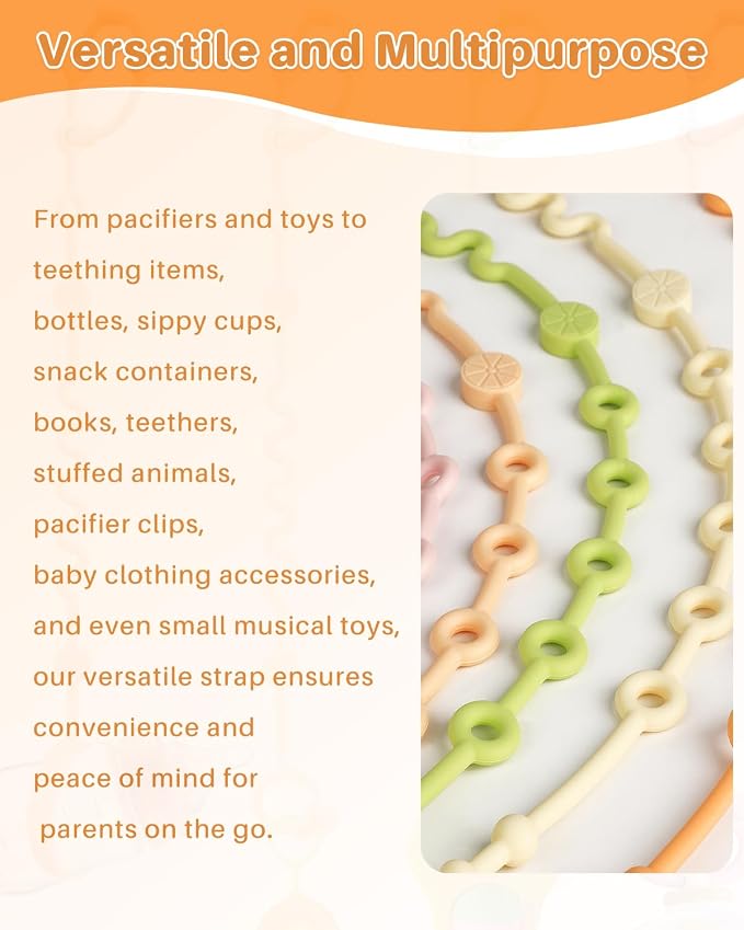 LittleHugs Toy Straps for Baby, Adjustable Toy Holder for Stroller Accessories, Silicone Tether Pacifier Clip, No Throw Travel Essential Leash for High Chair, Car Seat (4 Pack Macaron)