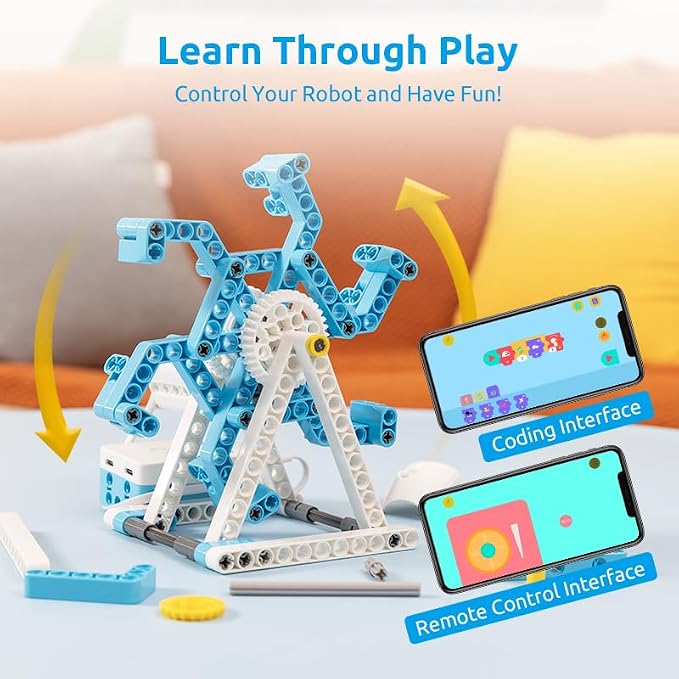 WhalesBot D1 21-in-1 STEM Coding Robot Kit for Kids (Ages 4+), 280+ Pieces Educational Building Set with APP-Controlled & Programming, 3D APP Guidance, Ideal Toy for Boys & Girls